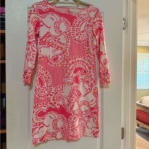 Lilly Pulitzer Pink and White Long Sleeve Dress